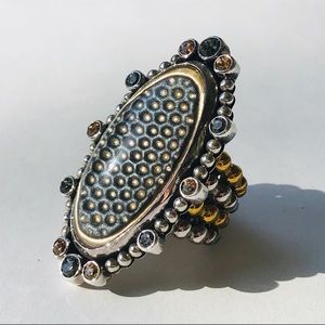 CITRINE TOPAZ QUARTZ RING BY MARS & VALENTINE